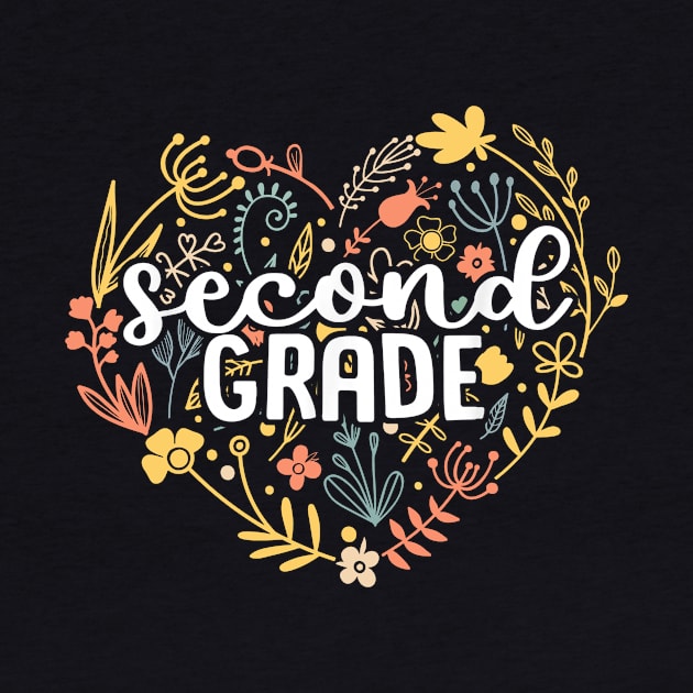 Second Grade Floral Heart Back To School by Marcelo Nimtz